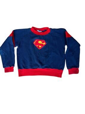 Vintage 80s Superman Embroidered Kids Sweatshirt Blue Rob Roy Made USA Size 10